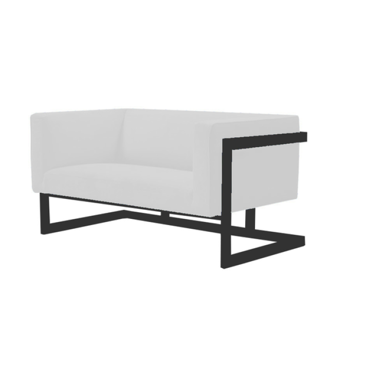 Диван Mendoza из экокожи белый с черным каркасом двухместный в аренду